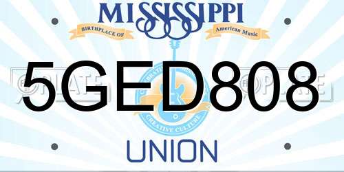 5GED808 Mississippi License Plate