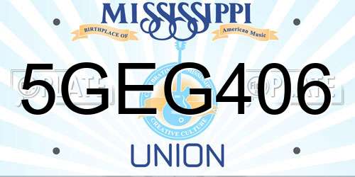 5GEG406 Mississippi License Plate