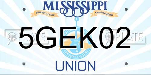 5GEK02 Mississippi License Plate