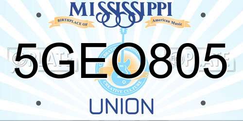 5GEO805 Mississippi License Plate