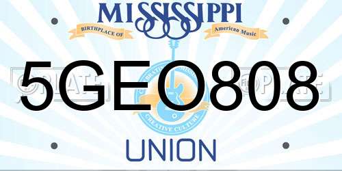 5GEO808 Mississippi License Plate