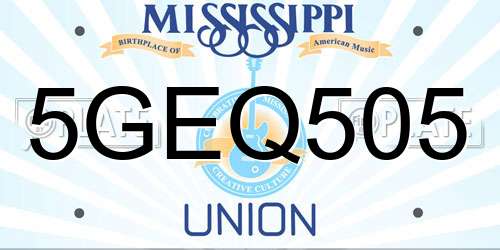 5GEQ505 Mississippi License Plate