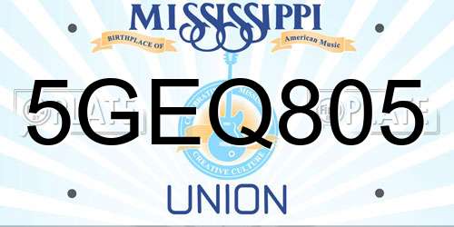 5GEQ805 Mississippi License Plate
