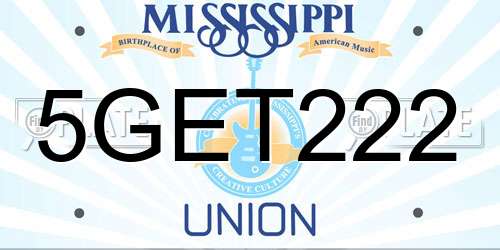 5GET222 Mississippi License Plate