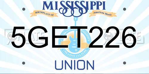 5GET226 Mississippi License Plate