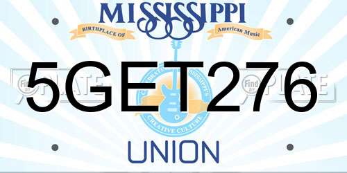 5GET276 Mississippi License Plate