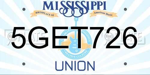 5GET726 Mississippi License Plate