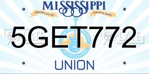 5GET772 Mississippi License Plate