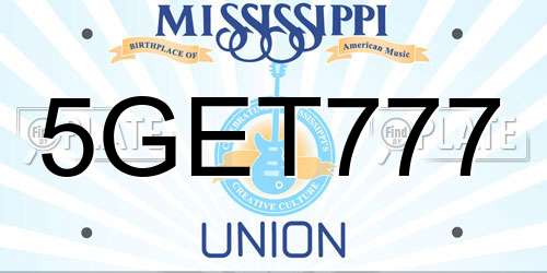 5GET777 Mississippi License Plate