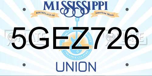 5GEZ726 Mississippi License Plate