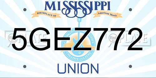 5GEZ772 Mississippi License Plate