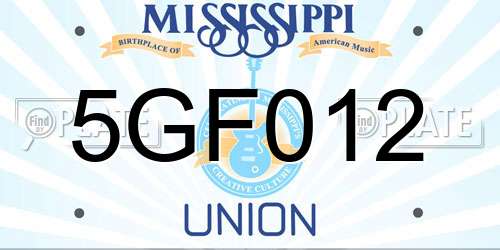 5GF012 Mississippi License Plate