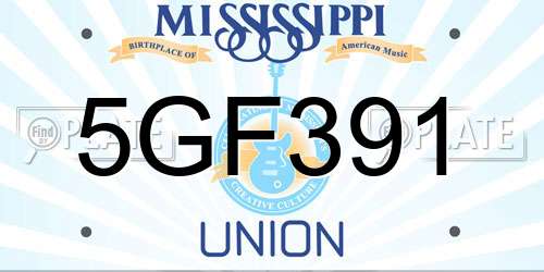 5GF391 Mississippi License Plate