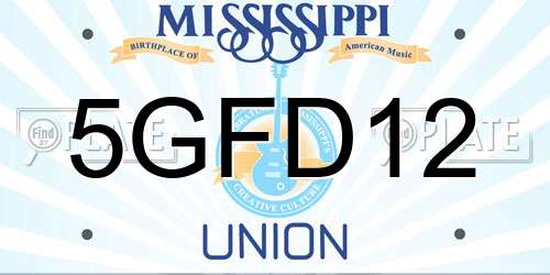 5GFD12 Mississippi License Plate