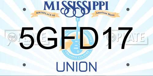5GFD17 Mississippi License Plate
