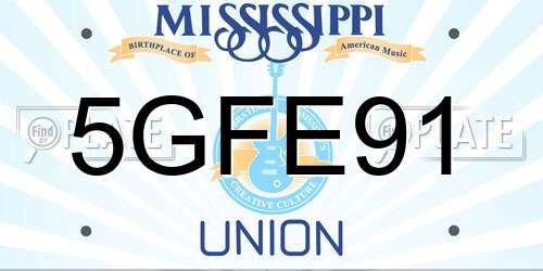 5GFE91 Mississippi License Plate