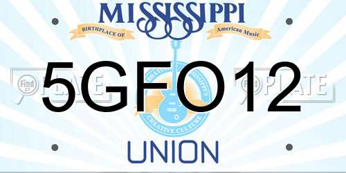 5GFO12 Mississippi License Plate