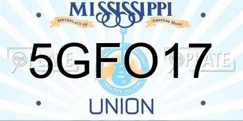 5GFO17 Mississippi License Plate