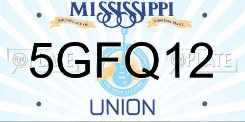 5GFQ12 Mississippi License Plate