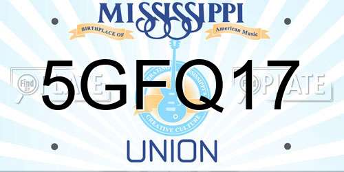 5GFQ17 Mississippi License Plate