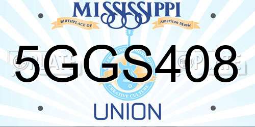 5GGS408 Mississippi License Plate