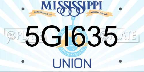 5GI635 Mississippi License Plate