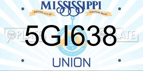 5GI638 Mississippi License Plate