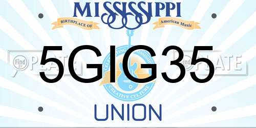 5GIG35 Mississippi License Plate