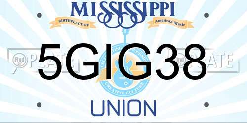 5GIG38 Mississippi License Plate