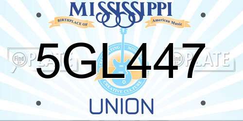 5GL447 Mississippi License Plate