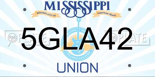 5GLA42 Mississippi License Plate