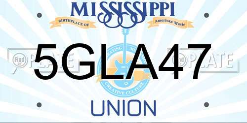 5GLA47 Mississippi License Plate