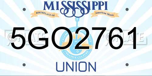 5GO2761 Mississippi License Plate