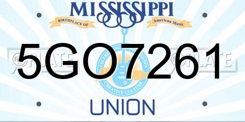 5GO7261 Mississippi License Plate