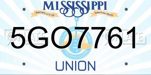5GO7761 Mississippi License Plate
