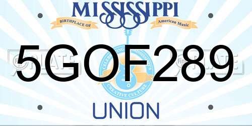 5GOF289 Mississippi License Plate