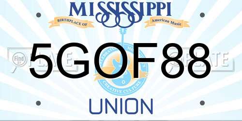 5GOF88 Mississippi License Plate