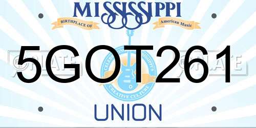 5GOT261 Mississippi License Plate