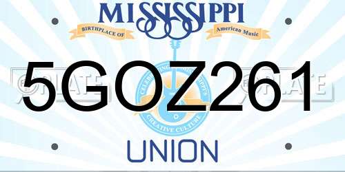5GOZ261 Mississippi License Plate