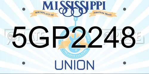 5GP2248 Mississippi License Plate
