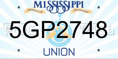 5GP2748 Mississippi License Plate