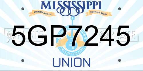 5GP7245 Mississippi License Plate