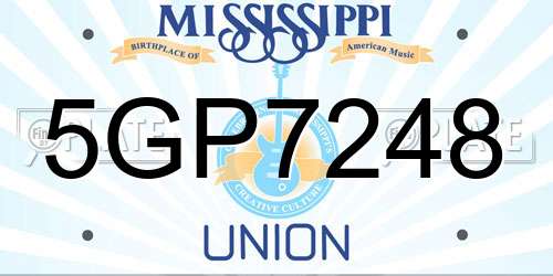 5GP7248 Mississippi License Plate