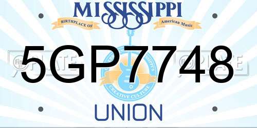 5GP7748 Mississippi License Plate