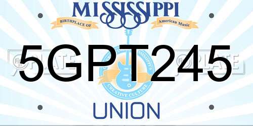 5GPT245 Mississippi License Plate