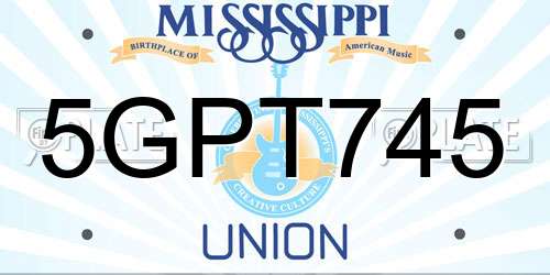 5GPT745 Mississippi License Plate
