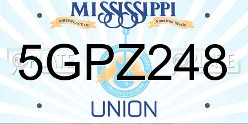 5GPZ248 Mississippi License Plate