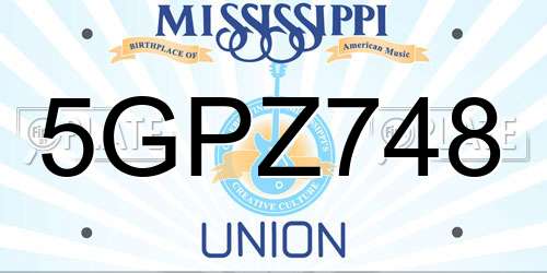 5GPZ748 Mississippi License Plate