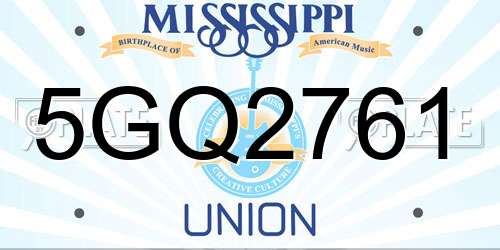 5GQ2761 Mississippi License Plate