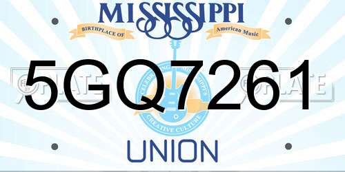5GQ7261 Mississippi License Plate